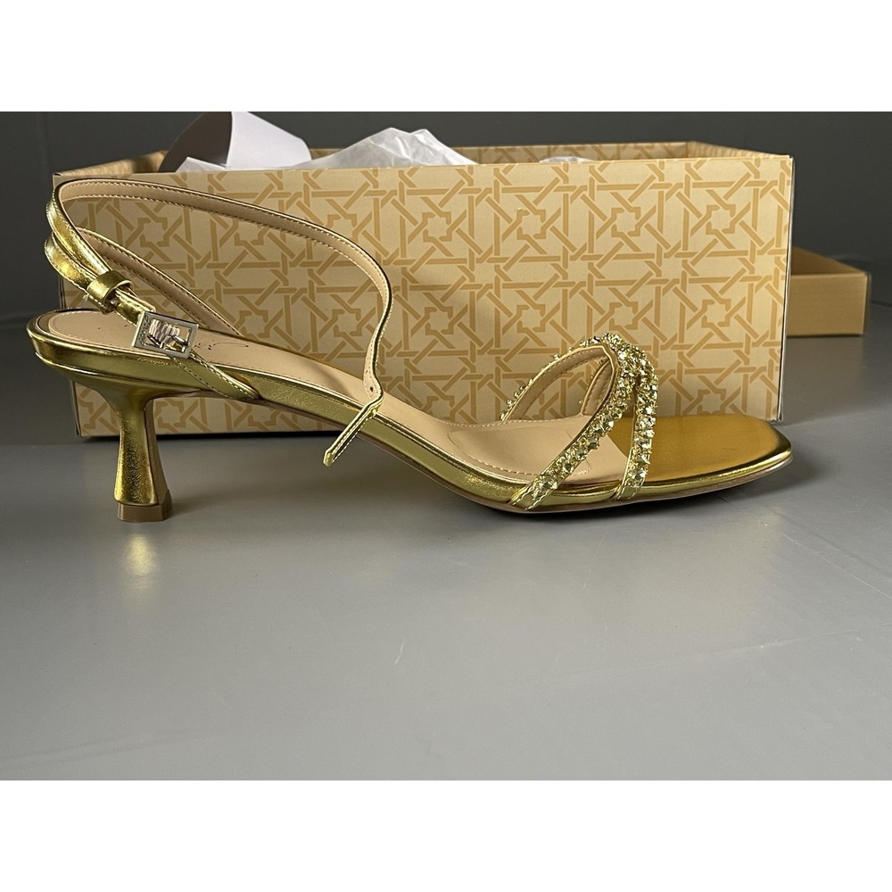 Jewel Badgley Mischka Shoes Womens Size 11 Gold Nayla Strappy Slingback Sandals